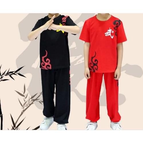 Pure cotton Childrens martial arts clothing summer short sleeve kung fu uniforms boy&girl tai chi suits costumes