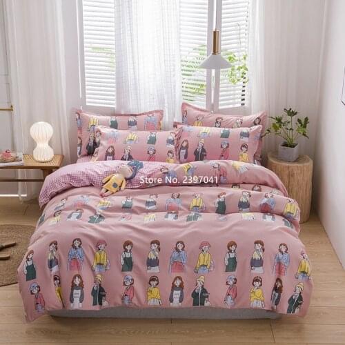 Cartoon Animals Children Adult Bedspread Pillowcase Bed Sheet Home Decor Small Fresh Style Bedding Queen Full Double Custom