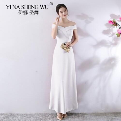 Off Shoulder Evening Long Dress Girls Wedding Party Dress Gown Zipper Sexy Robe De Soiree Elegant Club Vestidos For Women