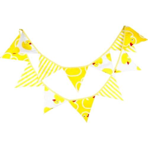1pcs 3.3M Baby Room Yellow Duck Bunting Banners Children Birthday Party Favor Decoration Cotton Fabric Pennant Home Deco Flags