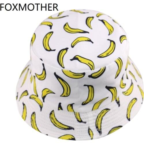 FOXMOTHER New Summer Black Navy Banana Fisherman Caps Bucket Hat Women Summer