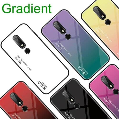 Gradient Phone Case For Nokia X6 X7 X71 7 1 7.1 3.1 Plus 4.2 Tempered Glass Silicone TPU Back Covers for Nokia 1plus 7plus Case