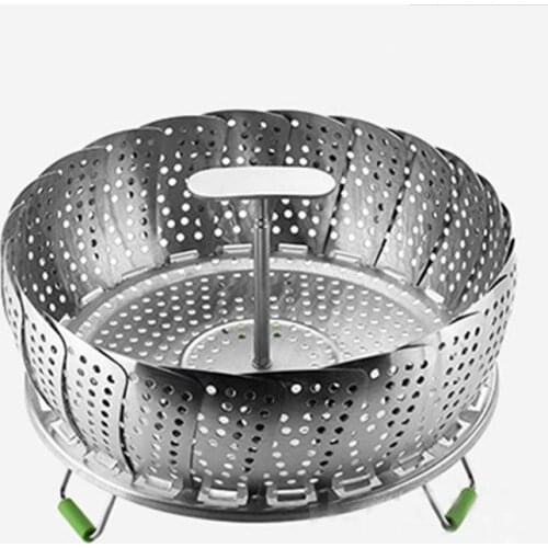 Stainless Steel Steaming Basket New Folding Mesh Food Vegetable Egg Dish Basket Cooker Steamer Expandable Kitchen Tool SN3554
