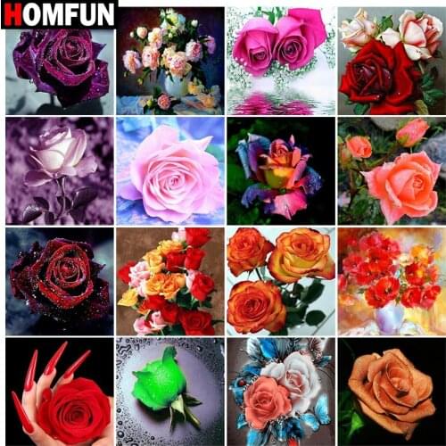 HOMFUN Square Round Drill 5D Diamond Painting Environmental Crafts Full Diamond Embroidery "Flower scenery" Home decor