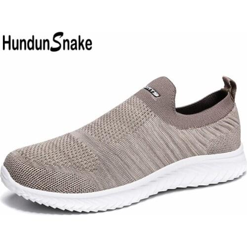 Plus Size Summer Slip on Mens Summer Sports Shoes Mens Sneakers Socks Breathable Running Shoes Men Shoes Sport Beige Gym D-424