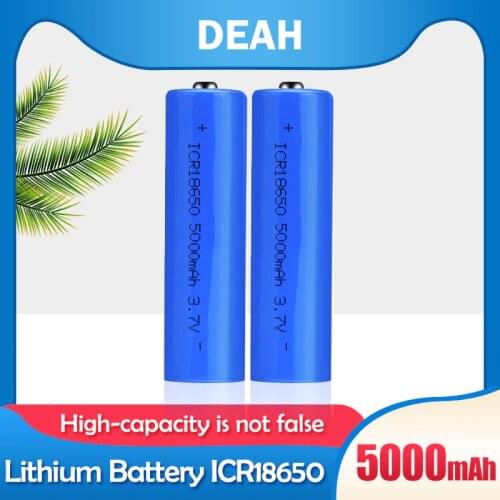 1-10PCS Real Capacity 3.7V 18650 5000mah Lithium Rechargeable Battery ICR18650 with Pointed (No PCB) batteries For Flashlight