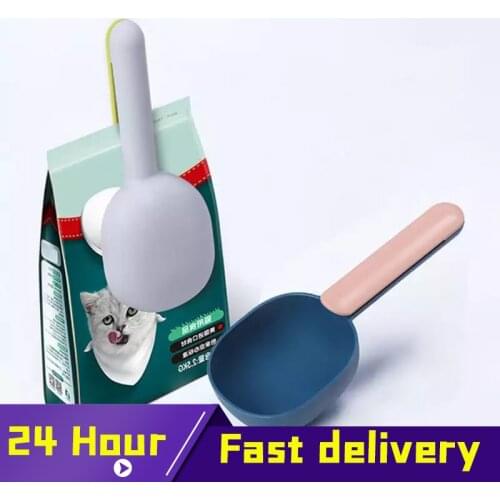 Pet Cat dog Feeding Scoop Dog Food Shovel Mutli-Function Spoon with Sealing Bag Clip Creative Measuring puppy bag clip Cup