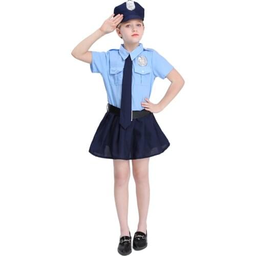 Cute Girls Tiny Cop Police Officer Playtime Cosplay Uniform Kids Coolest Halloween Costume