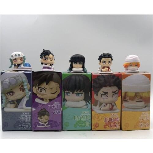 Demon Slayer Kimetsu no Yaiba Kamado Tanjirou Nezuko Zenitsu Giyuu Inosuke Cute Sleeping Action Figure Model Toy 5PCS/Set