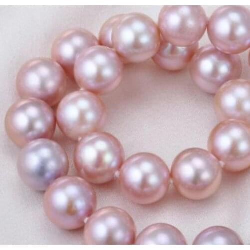 Fashion jewelry GORGEOUS 10-11mm round lavender pearl necklaces 18inch 925s
