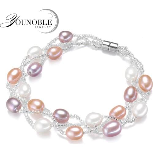 Fashion Smart Magnetic Bracelet Women,Wedding Natural Freshwater Pearl Bracelet Femme Jewelry Girl Birthday Gift