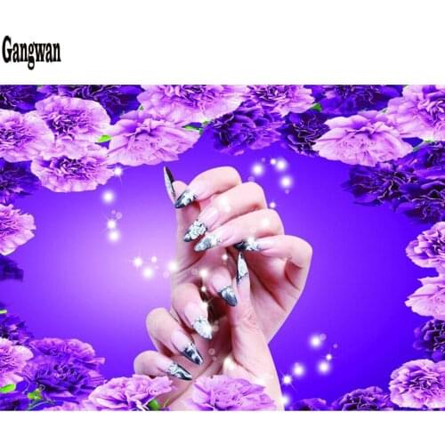 Full Square Round Drill DIY Diamond Painting Nail Fashion Salon 3D Diamond Embroidery Makeup woman Mosaic Beauty nail shop decor