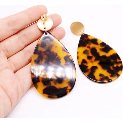 Teardrop Leopard Print Earring Acetic-Acid Big European