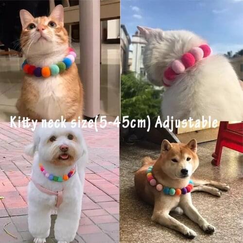 Pet Dog Cat Kitty Plush Ball Candy Necklace Decoration Soft Collar Cat Necklace Sweet Pet Scarf Puppy Neck Grooming Accessories