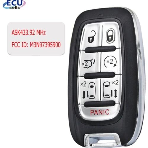 Smart Remote Key Start Fob ASK433.92 MHz with Uncut Blade For Chyrsler Pacifica FCC ID: M3N97395900 / CY24