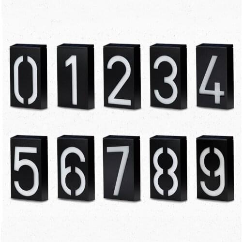 Solar Powered Outdoor Doorplate Lighting Modern House Number Hotel Home Door Number Address Plaque light for Address Sign 0-9
