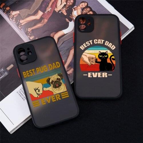 Best Cat Dad Ever Phone Case For iPhone 11 12 Pro MAX XR 7 X XS SE20 8Plus Animal Pattern Shockproof Hard Matte Cover Clear Capa