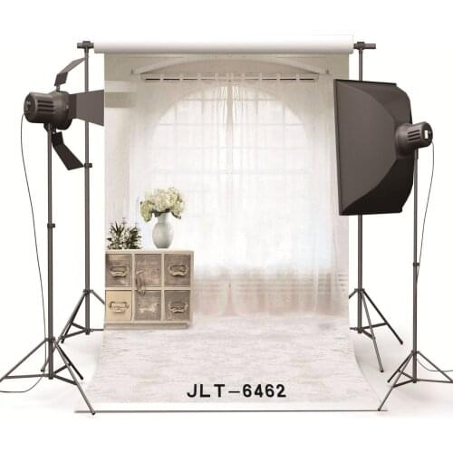 Indoor White Curtain Flowes Vinyl Backgrounds for Photography Computer Printed Photo Backdrops Photocall for Weddings Children