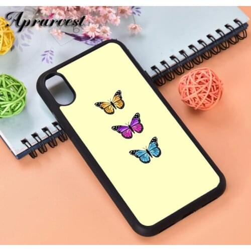 Aprarvest Triple Butterfly Yellow Silicone Rubber Phone Case Cover For iPhone 6 6S 7 8 PLUS X XS XR 11 12 MINI PRO MAX