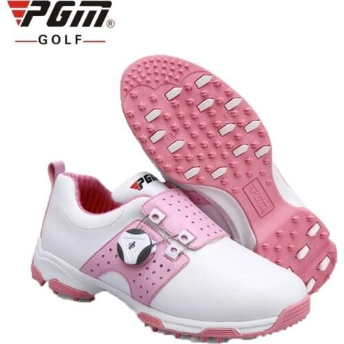 Golf Shoes Women Sneakers Waterproof Spikes Anti-Skid Comfortable Trainers Breathable Leather Knob Shoeslace Golf Shoes D0475