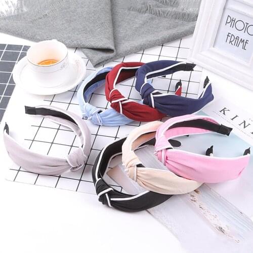 Women Elastic tie Hair Hoop White edging Headbands For Girls Fashion Solid color matching Hair Bezel Bands Hair Accessories