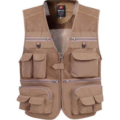 Brieuces Summer Outdoors Tactical Mesh Vest Men Breathable Shooting Multi Pockets Vest Shooting Waistcoat Sleeveless Jacket coat