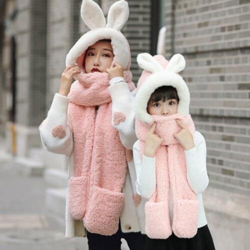 1 Piece Mother& Kids Winter Newest Fashion Parent-child Hat thickened Warmer Hat Scarf Gloves Girls Women Outside Against Cold