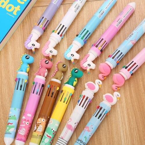 10 Colors Cute Animal Cartoon Ballpoint Pen School Office Supply Stationery Papelaria Escolar Multicolored Pens Colorful Refill