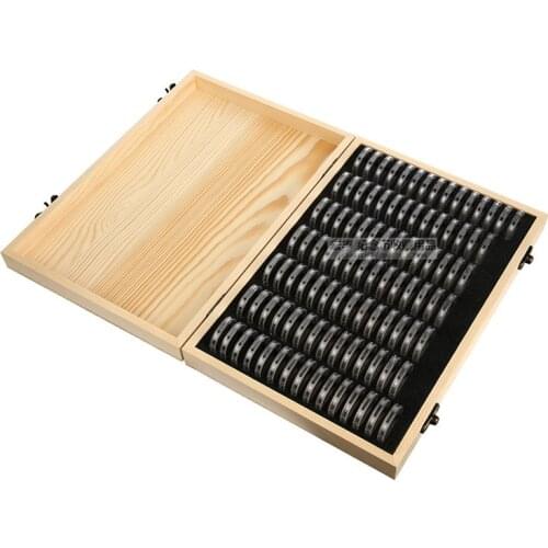 100pcs Coin Storage Alien Box Antioxidative Wooden Commemorative Coin Collection Case Container Square Protective Box