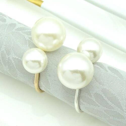 12pcs Napkin Buckles Metal Pearl Towel Buckles Decoration Dining Table Napkin Rings Towel Buckle Pearl Napkin Buckle
