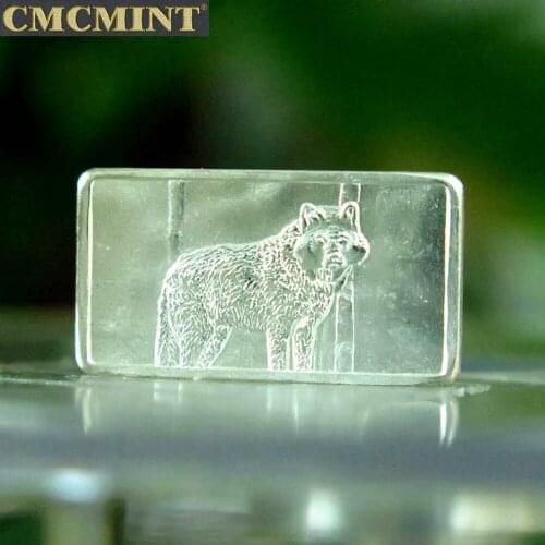 2.5 Gram .999 Silver Wolf Bar Pure Sliver coin C36