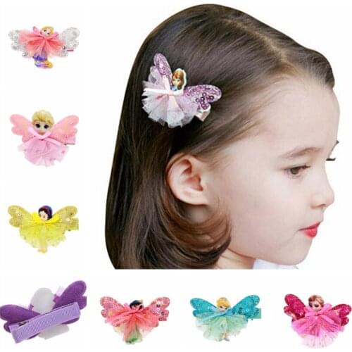 20pcs Girls Fairy Princess Lace sequins Hairpins Butterfly Wings Hair mini bows clips headwear hair bands accessories HC095