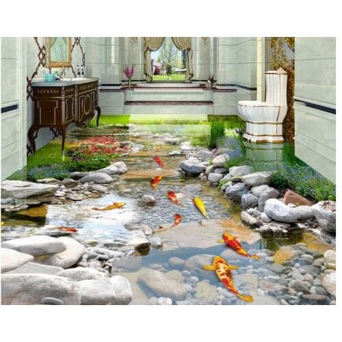 3d floor painting wallpaper Park Creek Water 3D Floor pvc self-adhesive wallpaper 3d flooring