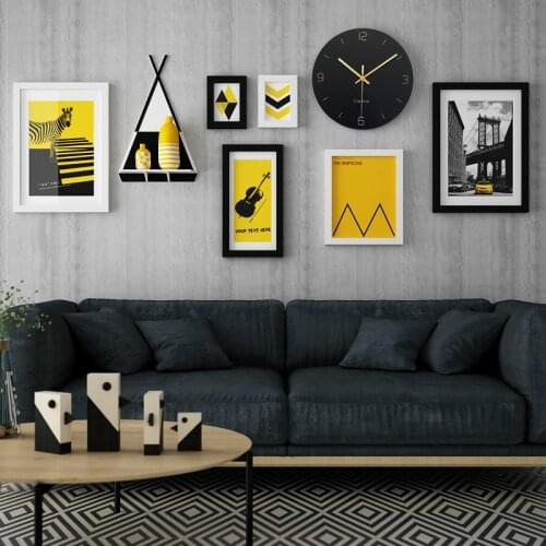 8 Pcs/Sets Wood Picture Photo Frames with Wall Clock Home Decor Vintage Room Wall Painting Art Decoration Wooden Poster Frame