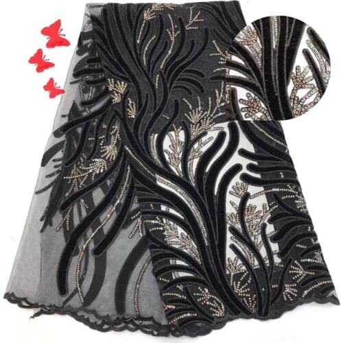 African velvet sequins lace fabric for sewing dress high quality Nigerian wedding lace clothes 2019 sequence french tulle lace