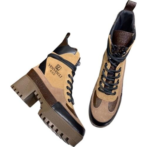 Italy vvl Martin boots British Style Lace Up Boots 2021 New Leather Boots special counter Sand boots with thick soles and high
