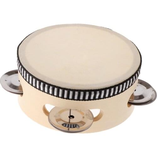 Wooden Musical Tambourine Beat Instrument Hand Drum Educational Toys 4inch