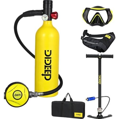 DIDEEP 1L Scuba Diving Cylinder Mini Oxygen Tank Set Respirator Air Tank Hand Pump for Snorkeling buceo Diving Equipment