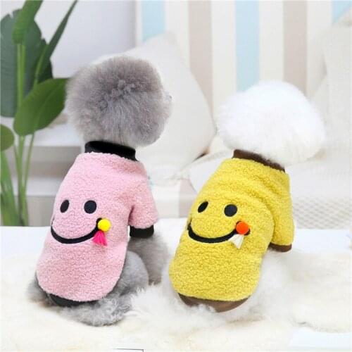 Fleece Pet Dog Clothes Smiling Face Vest Shirt Puppy Cat Clothing for Dogs Coat Hoodie Pets Clothing Chihuahua Accessories