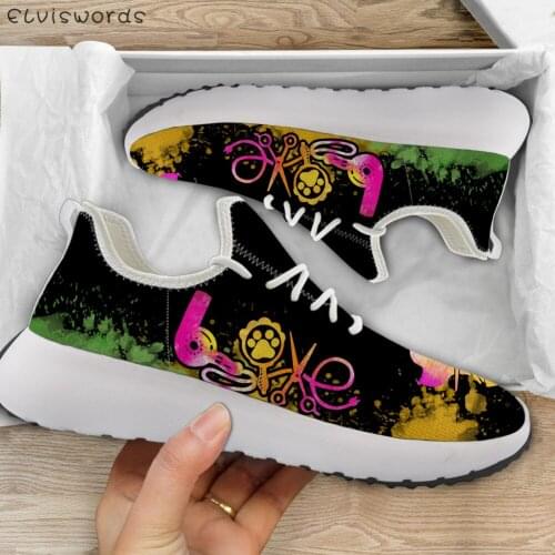 ELVISWORDS Dog Groomer Love Art Womens Walking Shoes Shock Absorption Casual Ladies Mesh Knit Sneakers zapaotos de mujer Hot
