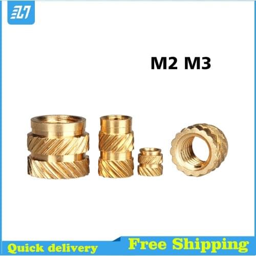 M2 M3 Brass Heating Molding Nut Copper Thread Inserts Nut SL-type Double Twill Knurled Injection For 3D Printing