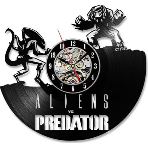 Alien Xenomorph Monster Warior Vinyl Record Wall Clock Alienware ET Wall Art Clock Outer Space Cosmic Home Decor Wall Watch