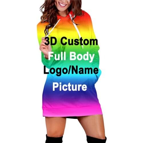 Custom Image/Logo Design Women Long Sleeve DIY Pullover Hoodies Large Size wholesale women clothing Dropshipping Hoodies Dress