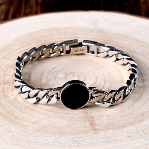 BOCAI 2021 New Real S925 Silver Man Bracelet Retro Twist Piece Design Fashionable tank chain, punk Personality Accessories