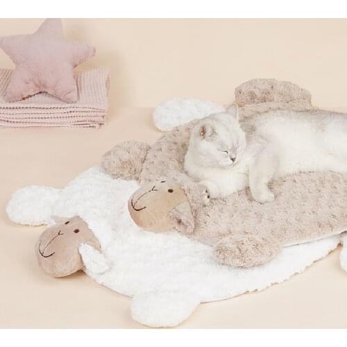 2021NEW Super Soft Pet Bed Kennel Dog Mat Cat Cute Warm Sleeping Mat Long Plush Large Puppy Cushion Mat Cat Fleece Blanket Mat