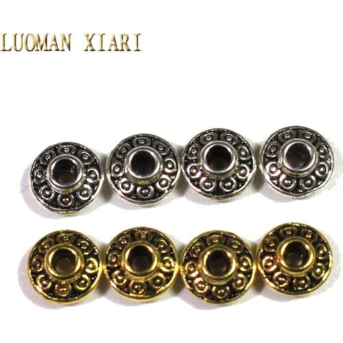 Wholesale 20/50 PCS 6 mm Alloys Top Quality UFO Carving Spacers Beads Vintage Plated DIY Bracelet Necklace For Jewelry Making