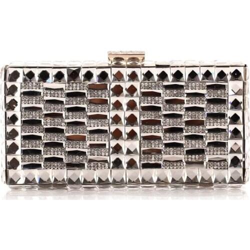 Wholesale Bling Rhinestones Purse Fashion Crystal Evening Weeding Clutch Bag With Metal Frame