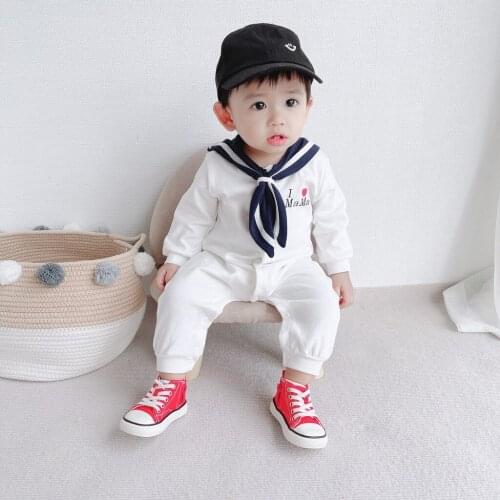 Autumn New Arrival Baby Boys and Girls Navy Collar Jumpsuit