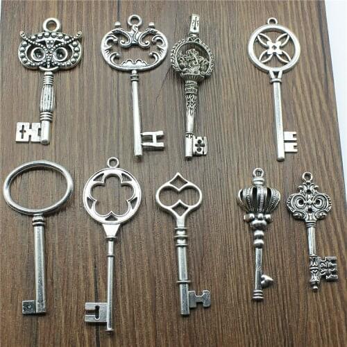 Charms Key Antique Silver Color Vintage Key Charms For Jewelry Making Charms Pendant Key Jewelry Findings DIY