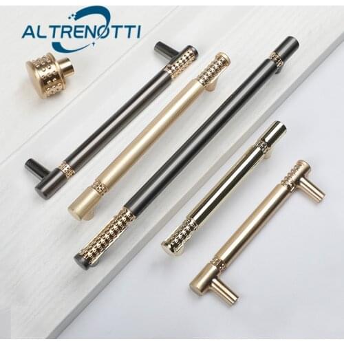 Furniture Cabinet Handle Nordic Simple Zinc Gold For Wardrobe Drawer Kitchen T Bar Door Pull Cupboard Closet Knob Home Hardware